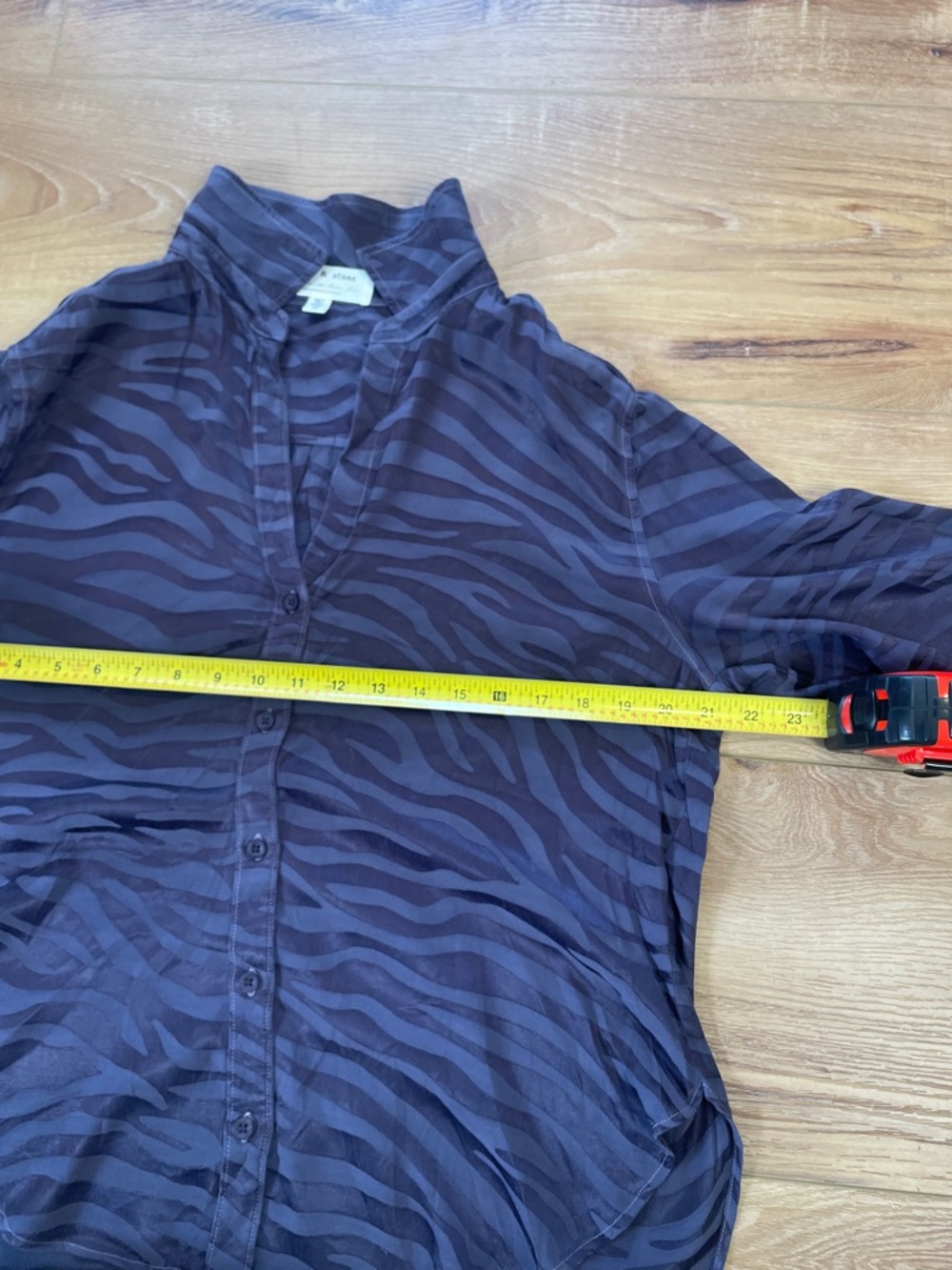 Rare Cloth & Stone For Anthropologie Dark Purple Zebra-Print Button‎ Down Shirt - Picture 5 of 9